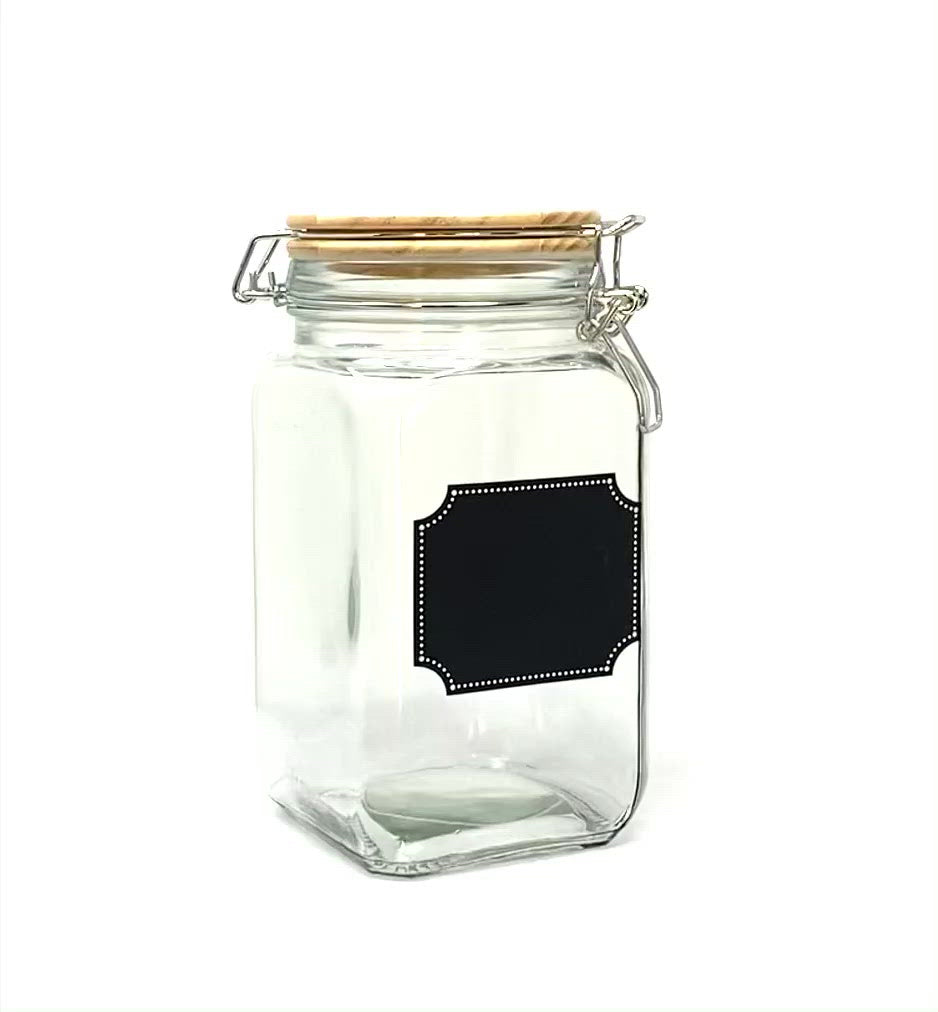 3pcs/set Glass Jars With Airtight Lid And Chalkboard Label, Glass