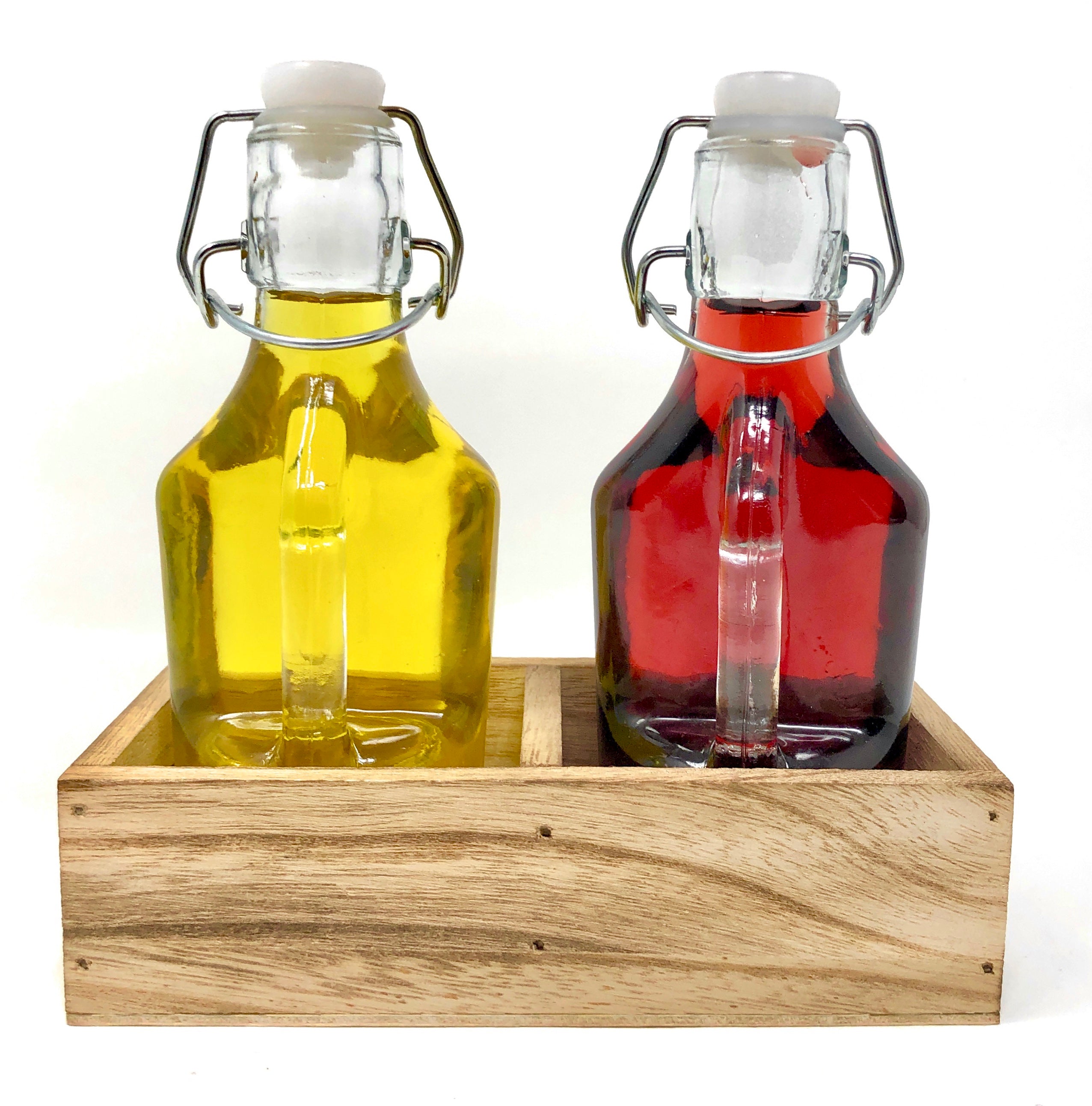 Oil And Vinegar Dispenser Set Cruet Glass Bottles With Swing Top And W   Fullsizeoutput 8635 